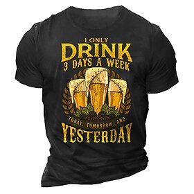 Oktoberfest Men's T shirt Tee Slogan T Shirts Graphic Letter Beer Crew Neck Clothing Apparel 3D Print Outdoor Casual Short Sleeve Print Vintage Fashion Classic