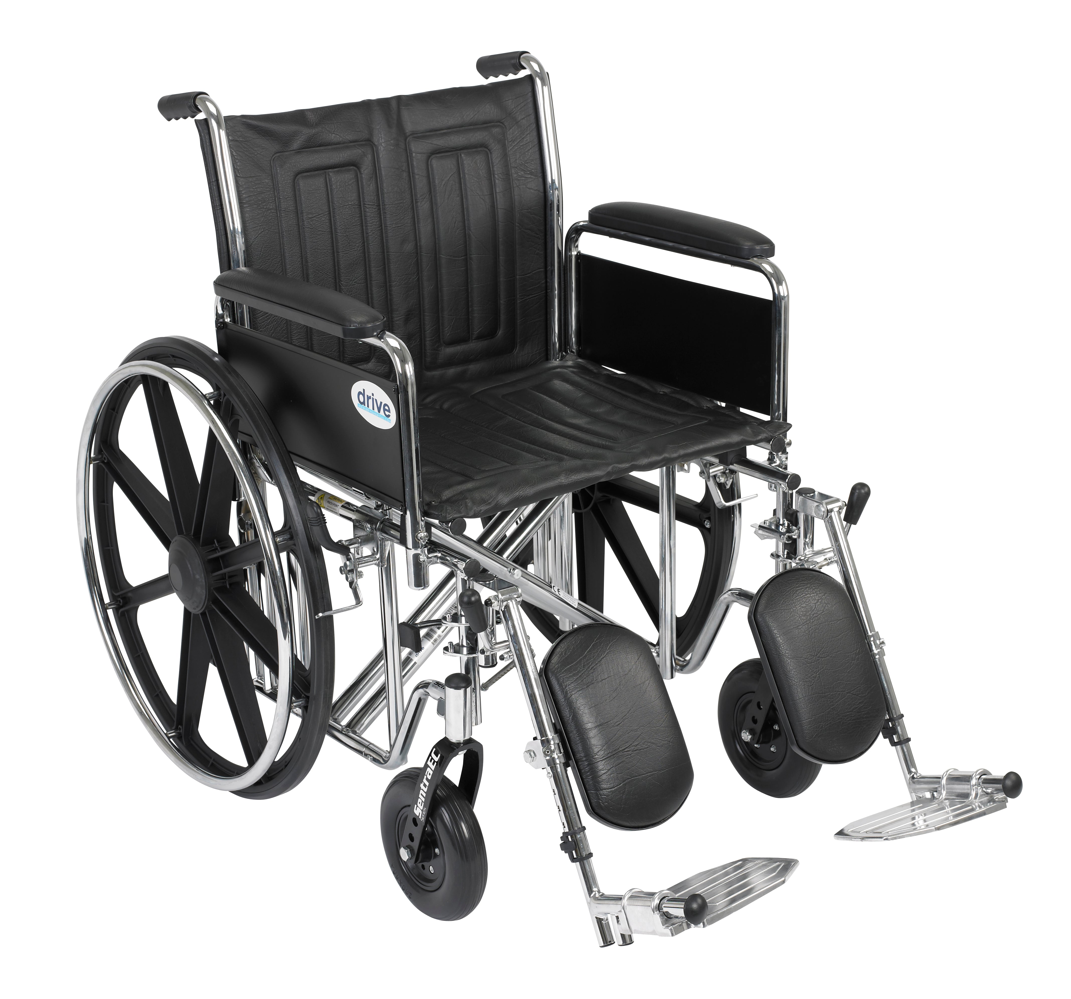 Sentra EC Heavy Duty Wheelchair, 20", Full Arms, Elevating Legs