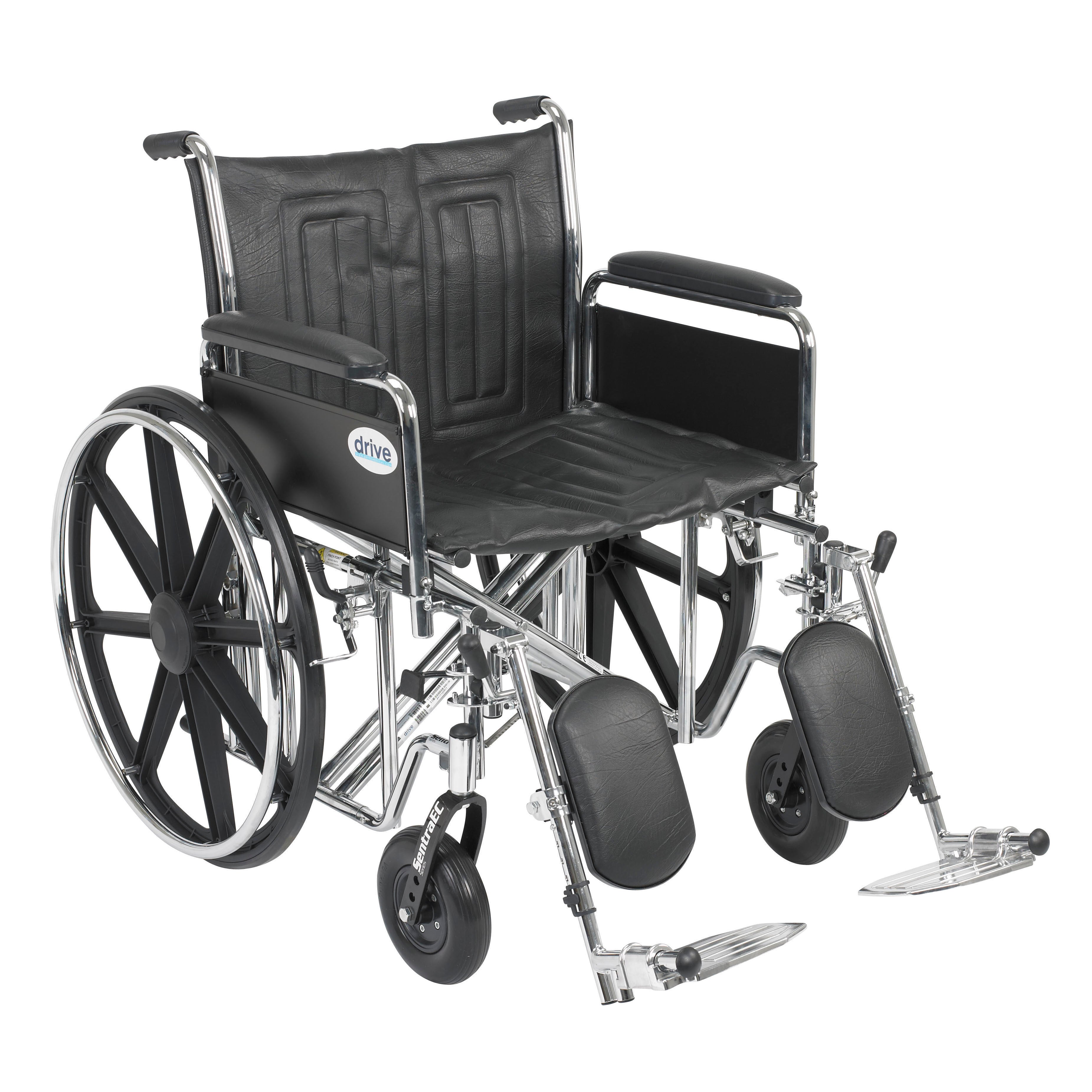 Sentra EC Heavy Duty Wheelchair, 22", Full Arms, Elevating Legs