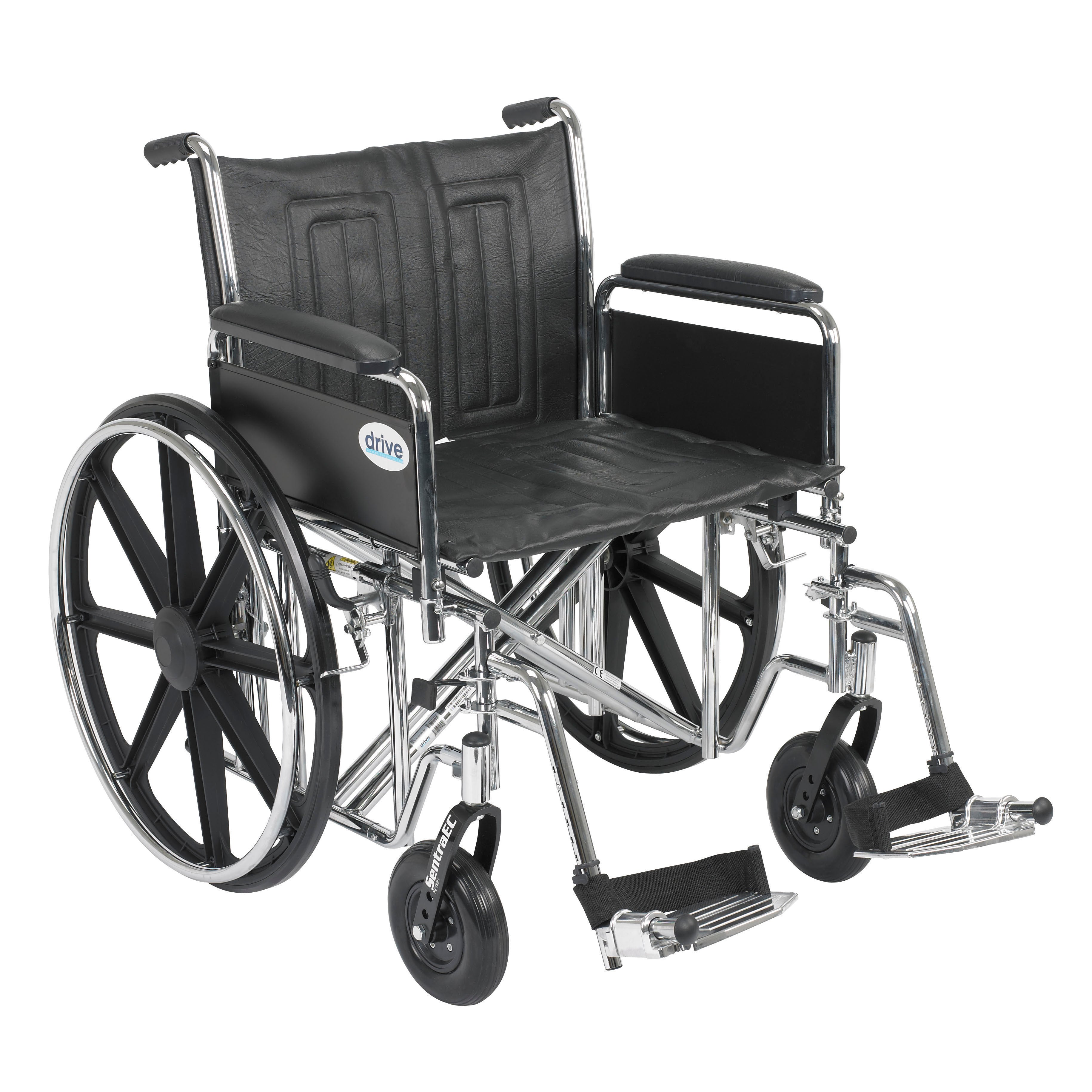 Sentra EC Heavy Duty Wheelchair, 22", Full Arms, Swing-away Legs