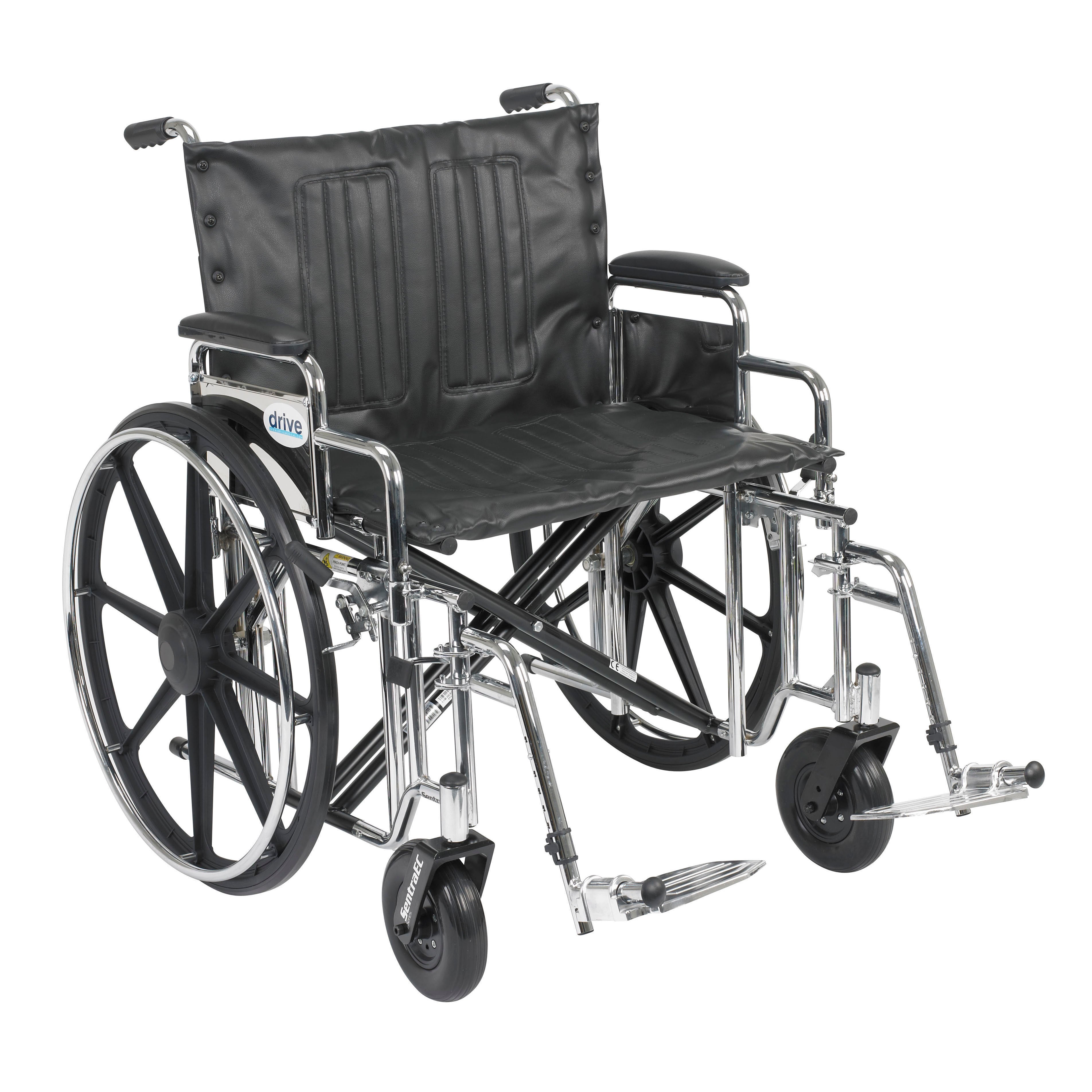 Sentra Extra Heavy Duty Wheelchair, 24", Desk Arms, Swing-away Legs