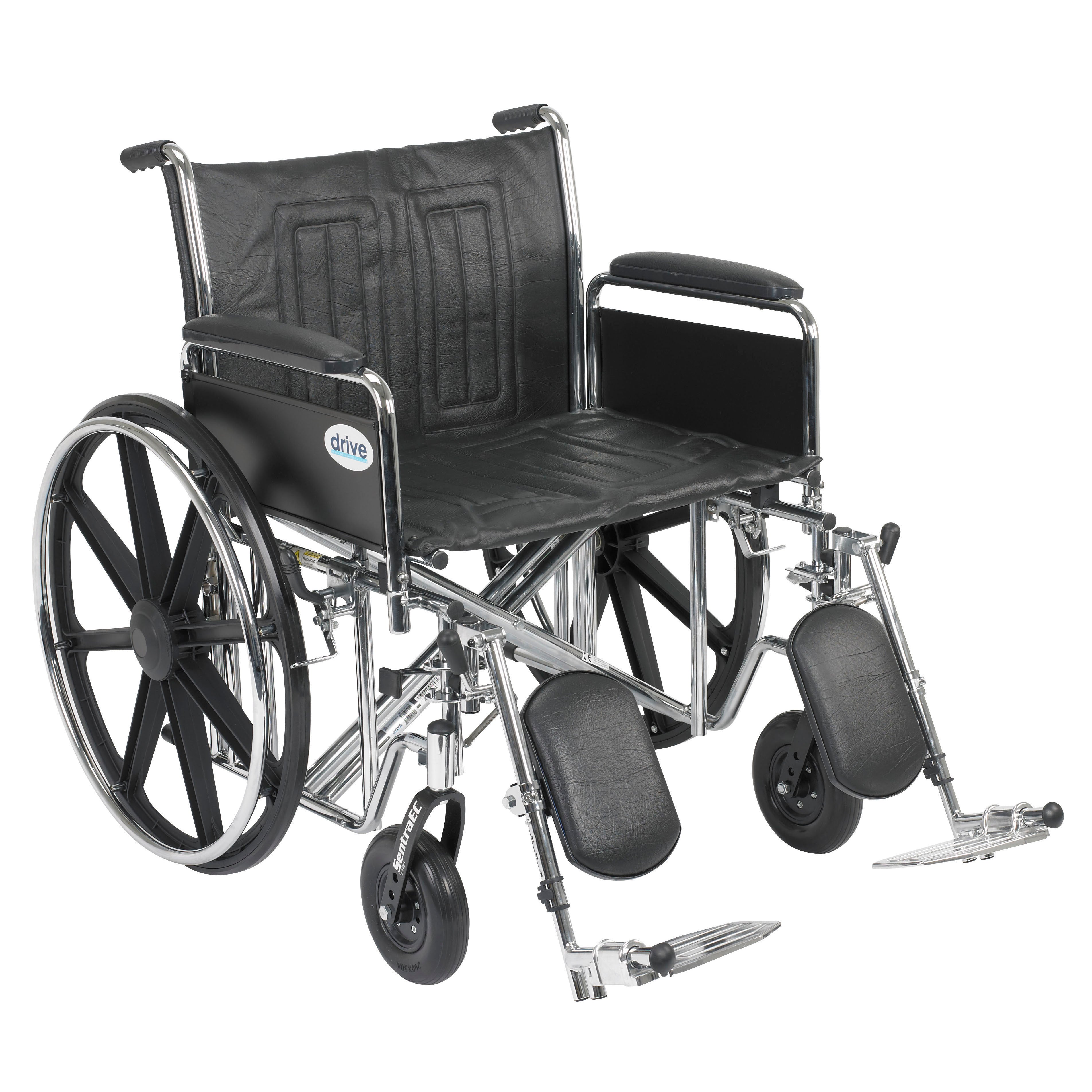 Sentra EC Heavy Duty Wheelchair, 24", Full Arms, Elevating Legs