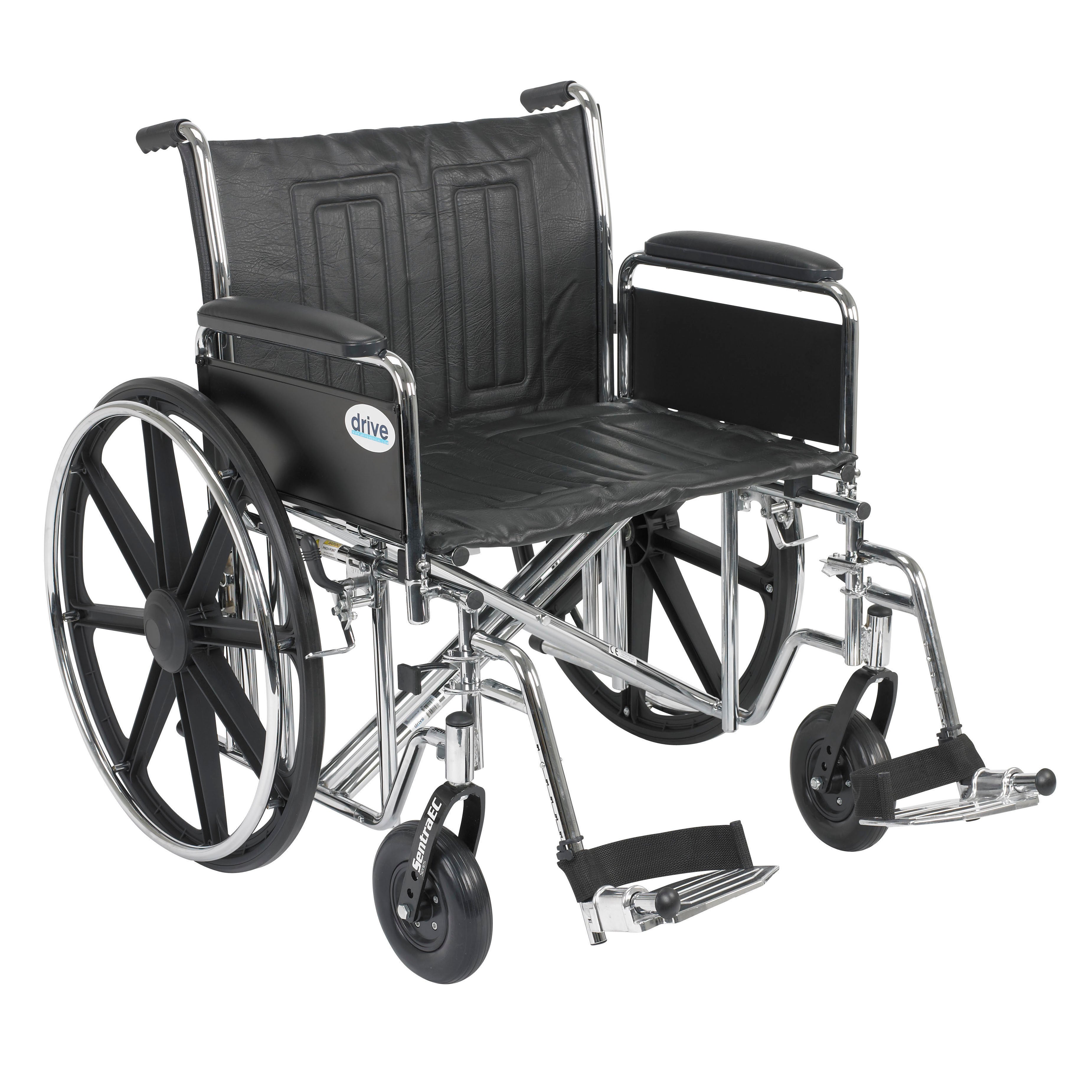 Sentra EC Heavy Duty Wheelchair, 24", Full Arms, Swing-away Legs