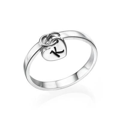 Sterling Silver Initial Charm Ring