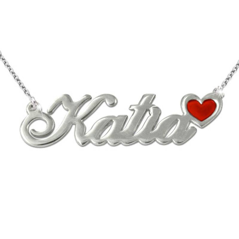 Sterling Silver Name Necklace with Colour Charm