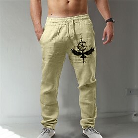 Homens Calças Calça verão Calças de praia Com Cordão Cintura elástica Impressão 3D Estampas Abstratas Conforto Casual Diário Feriado Moda Roupa de rua Branco A