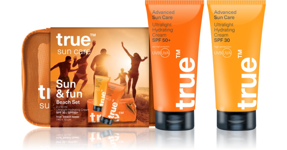 true men skin care Zestaw upominkowy Sun Care Beach & Fun Ochronny krem nawilżający SPF 30 50 ml + Nawilżający krem pod oczy SPF 50+ 50 ml + beauty et