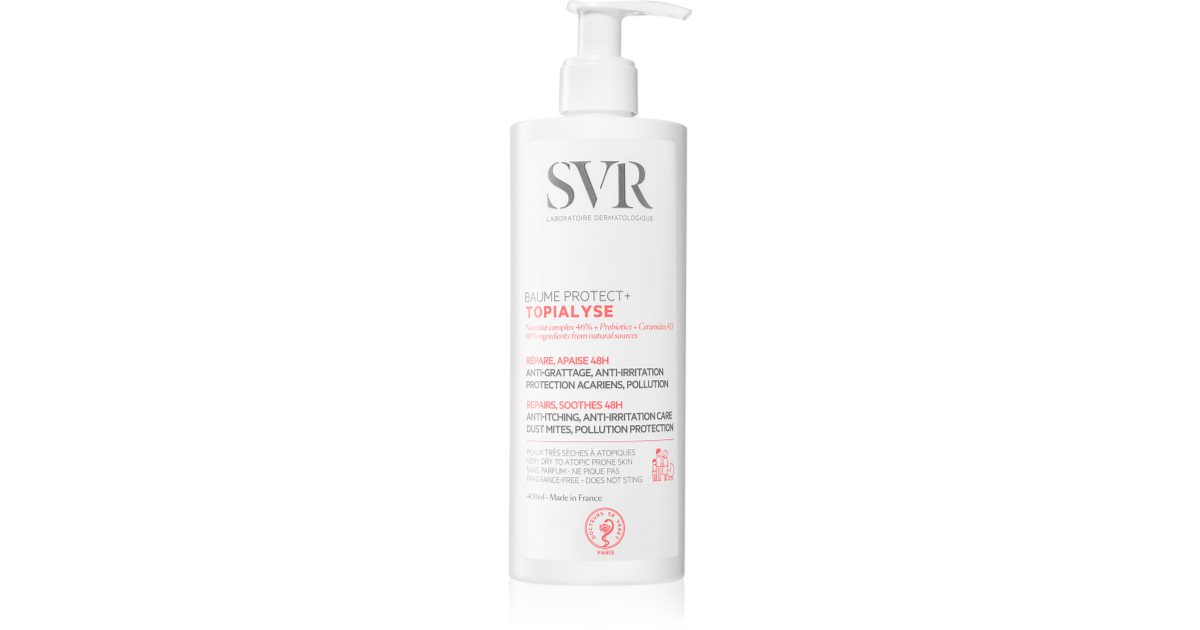 SVR Topialyse Protect + Balsam - Anti-zgârieturi și iritații, protecție împotriva acarienilor și a poluării 400 ml