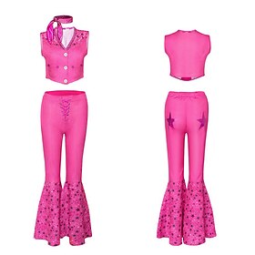 poupée Pantalon Tenue Femme Cosplay de Film Y2K Rose Claire Halloween Carnaval Mascarade Haut Echarpe