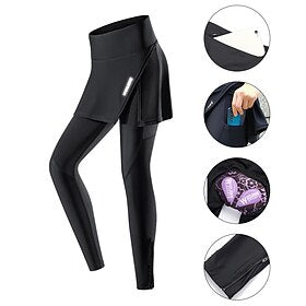 Wosawe pantalon de cyclisme pour femmes avec jupe 3d rembourré respirant réfléchissant vtt vélo collants vélo long leggings pantalon de sport