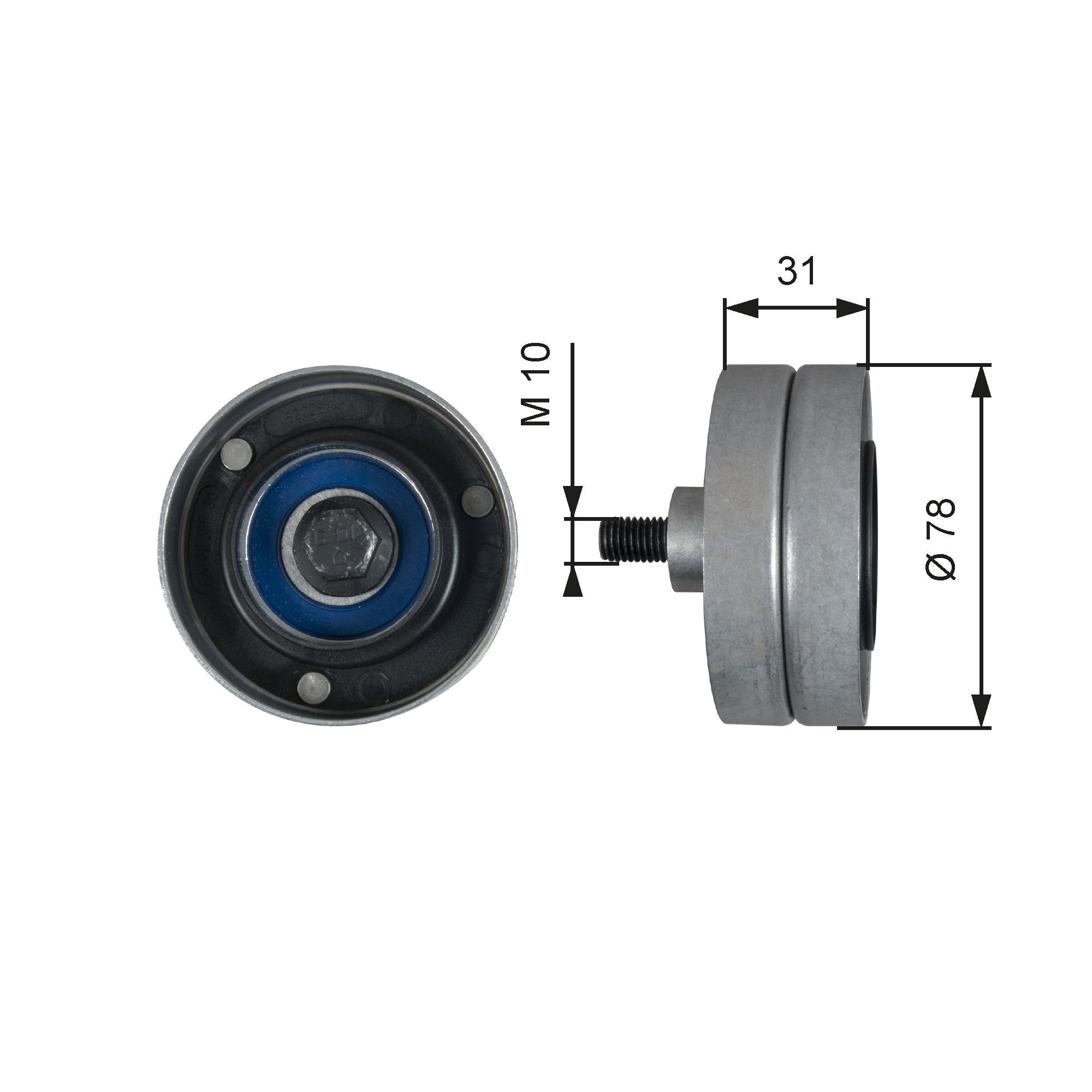 Deflection-Guide Pulley, v-ribbed belt GATES T36510