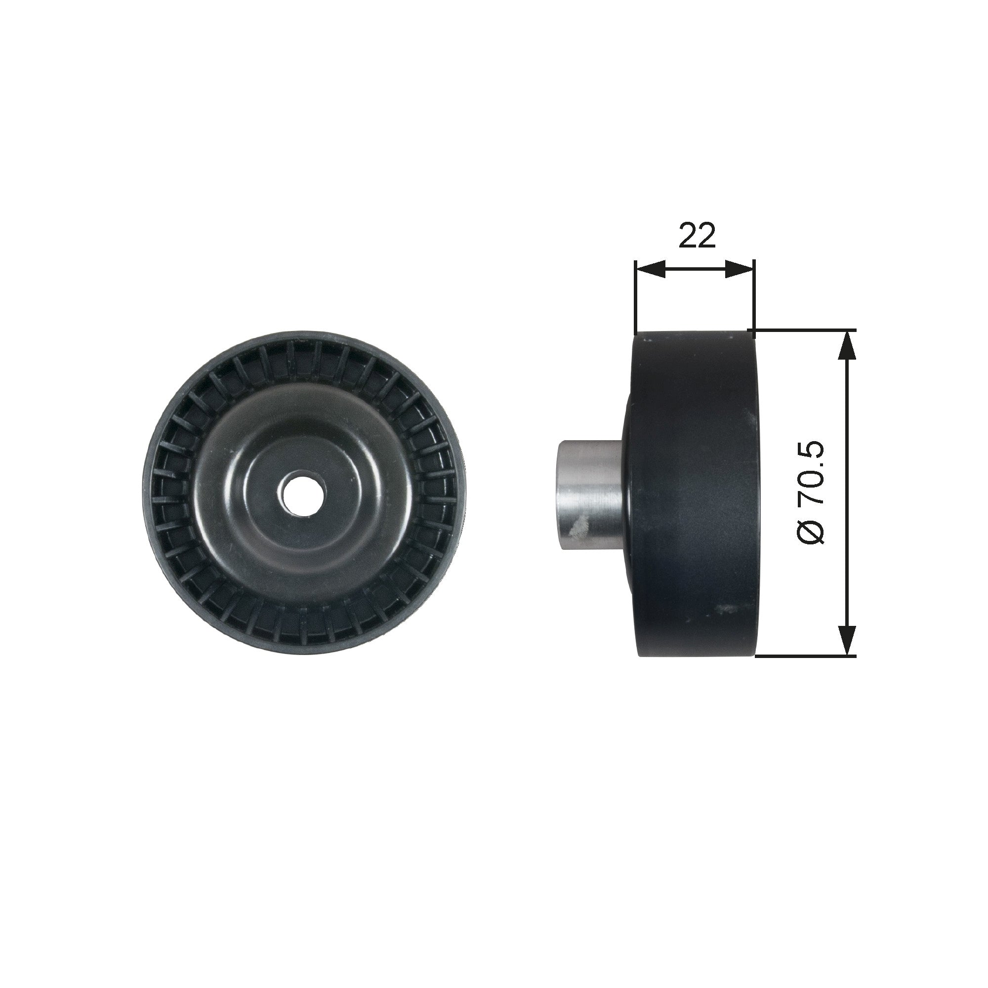 Deflection-Guide Pulley, v-ribbed belt GATES T36611
