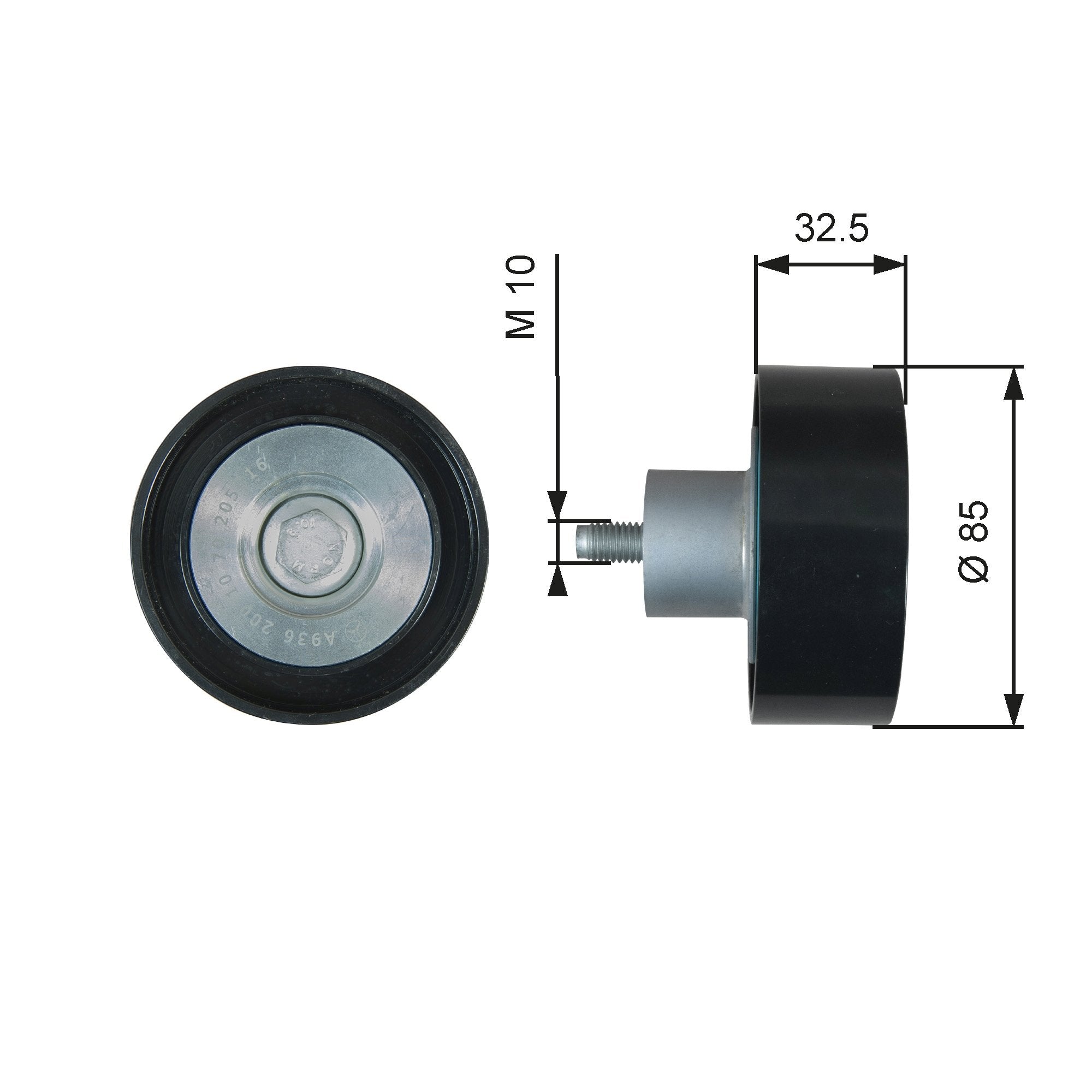 Deflection-Guide Pulley, v-ribbed belt GATES T36629
