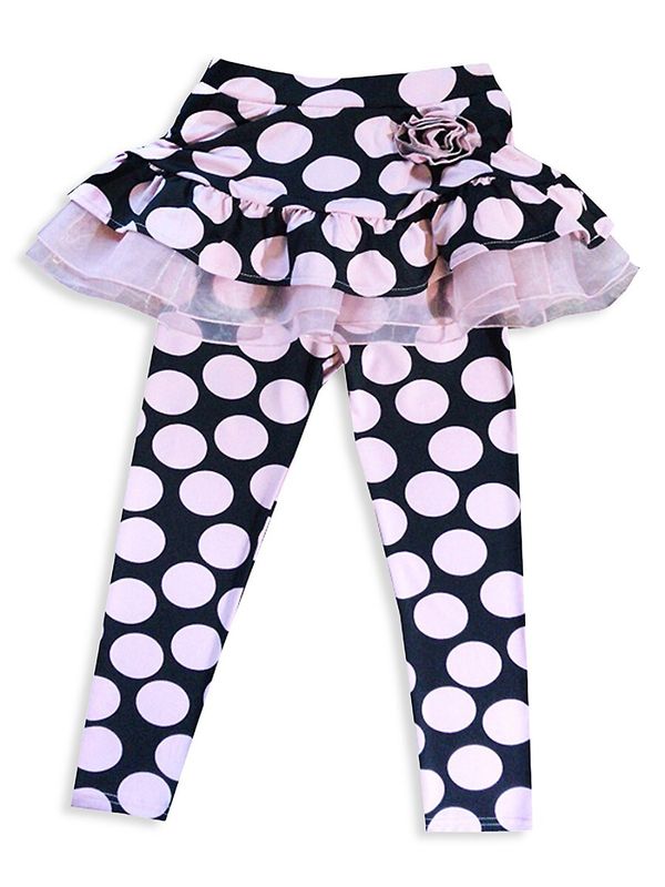 Little Girl's Polka-dot Print Skirted Leggings - Pink - 3