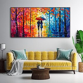 Large Size Decorative Art Hand painted Thick Trees Landscape Oil Painting On Canvas Wall Pictures For Living Room Home Decoration Modern Rolled Canvas (No Fram