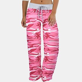 Women's Loungewear Bottom Nighty Camo Comfort Sport Home Cotton Long Pant Spring Summer Blue Purple