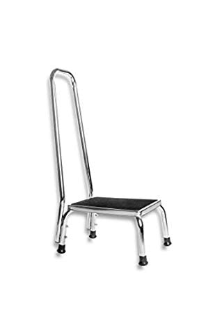 Tech-Med Bariatric Foot Stool w- handrail, Chrome