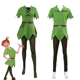 Peter Pan Costume de Cosplay Costume de soirée à thème Homme Femme Garçon Cosplay de Film Cosplay Halloween Vert Halloween Carnaval Mascarade Haut Pantalon Cei