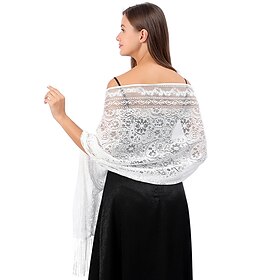 Shawl  Wrap Shawls Women's Wrap Elegant Bridal Sun Protection Sleeveless Lace Fall Wedding Wraps With Lace For Wedding Summer