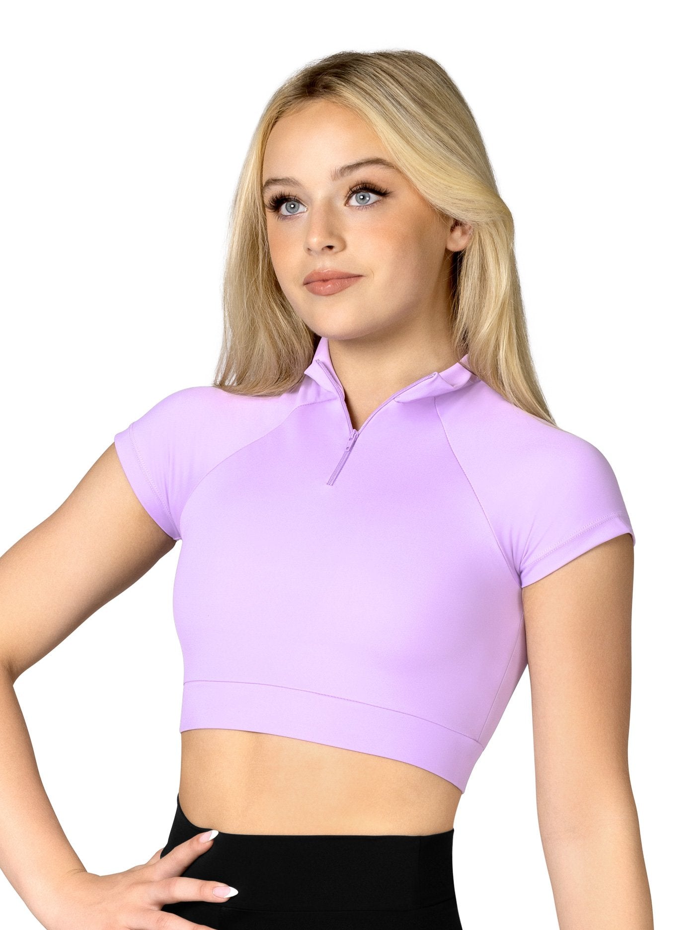 Theatricals Womens Cap Sleeve Zip Crop Top Eggplant S TH5608