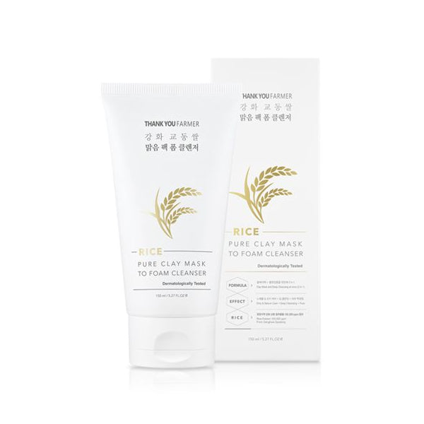 THANK YOU FARMER - Rice Pure Clay Mask to Foam Cleanser - 150ml