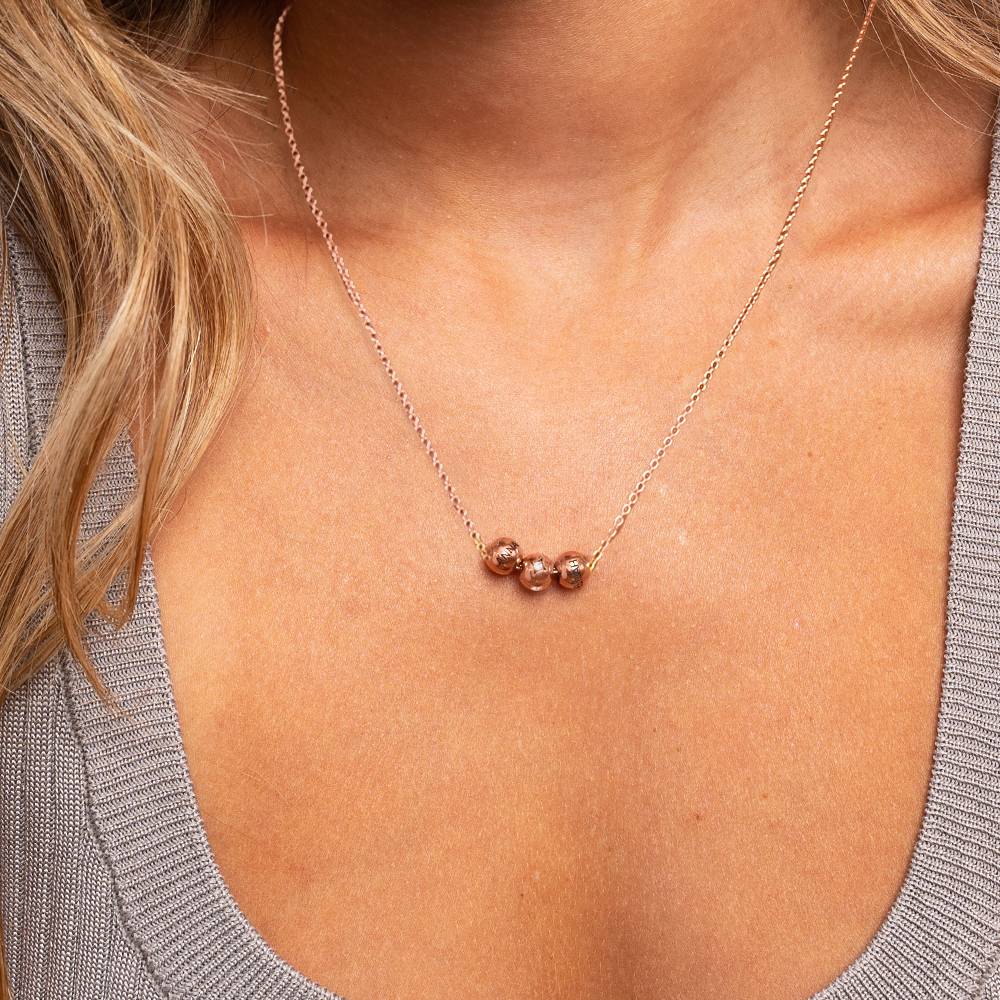 The Balance Charm Necklace with 0.08ct Diamond Bead in 18ct Rose Gold Plating