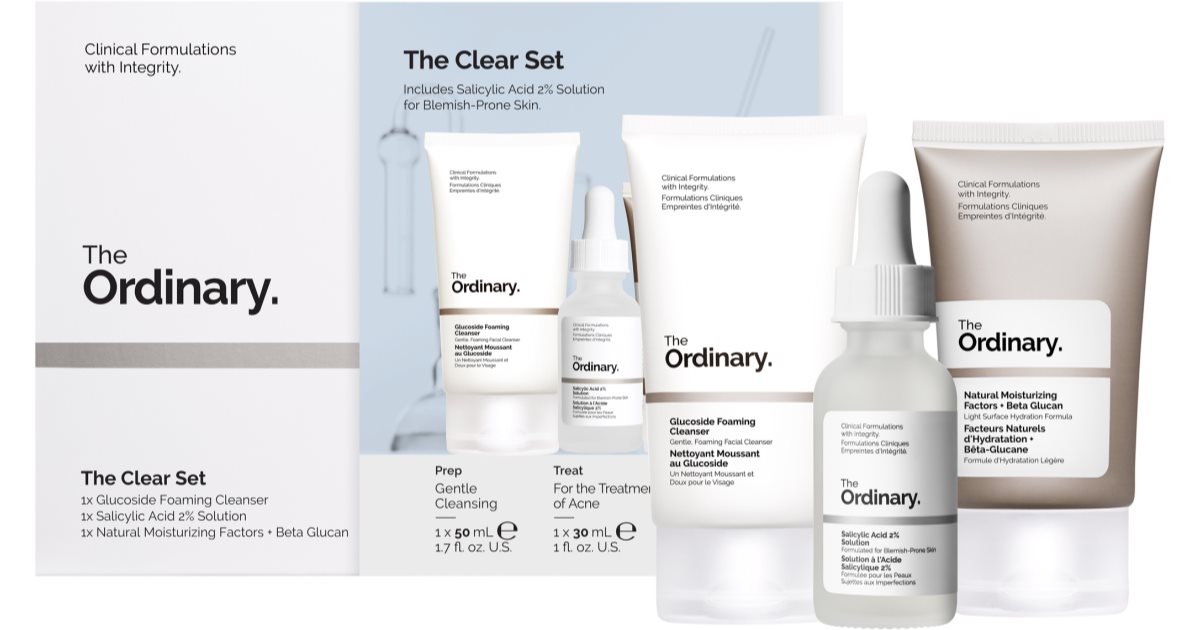 The Ordinary De Clear Presentset rengöringsgel 50 ml + ansiktsserum 30 ml + fuktgivande kräm-gel 30 ml