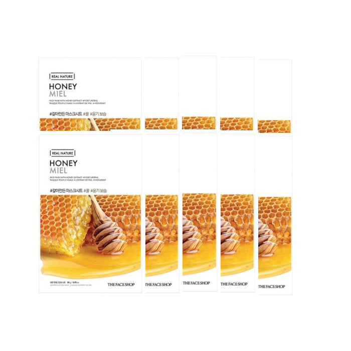 THE FACE SHOP - Real Nature Face Mask - Honey - 1pc (10ea) Set