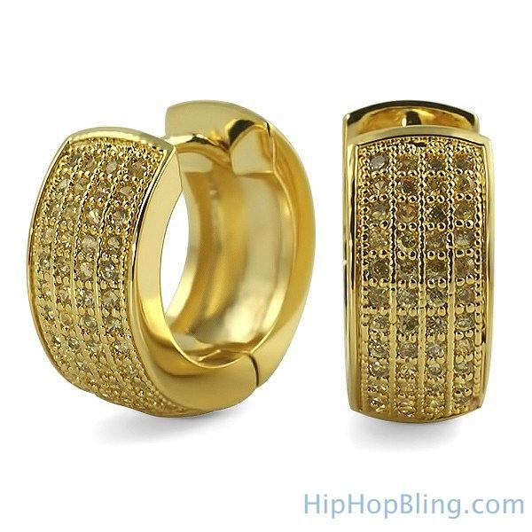 Thick 4 Row Hoops Lemonade CZ Huggie Earrings