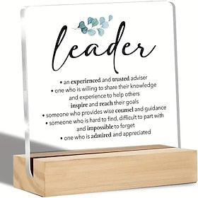 Thank You Leadership Gift - Clear Acrylic Plaque with Logo for Desk Decoration - Perfect Souvenir for Boss, Coach, or Office Decor