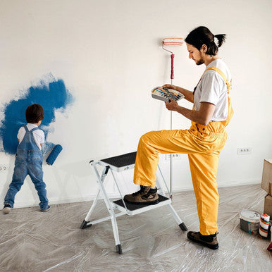 Folding 2-Step Ladder with Anti-Slip Pedal & Large Foot Pads