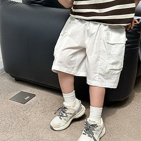 Infantil Para Meninos Calção Côr Sólida Secagem Rápida Respirável Macia Calção Ao ar livre Esportes Diário Exército verde Preto Branco