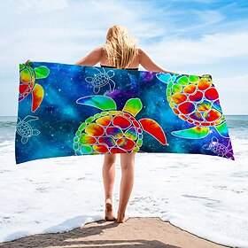 toalha de praia colorida de tartaruga marinha 100% toalha de praia grande de microfibra, 35 x 70, toalha de natação grande para adolescentes adultos, secagem r