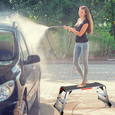 Heavy-Duty Portable Bench Aluminum Folding Step Ladder