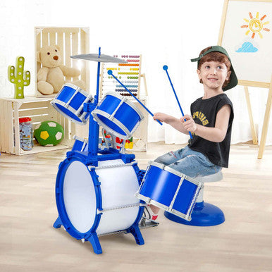 Kids' Jazz Drum Keyboard Set with Stool & Microphone Stand