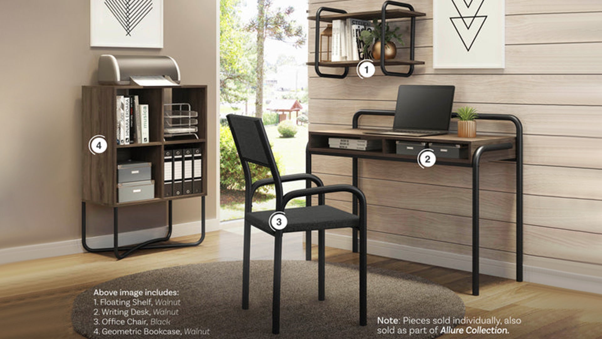 Trio Supply House Modern Geometric Bookcase Walnut