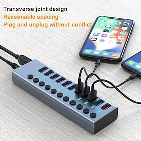 usb 3.0 hub usb splitter multi usb 3 0 hub plusieurs ports avec interrupteur adaptateur d'alimentation multiple usb 3.0 extender hub pour pc