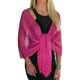 Shawls Women's Wrap Glitters Sparkle  Shine Sleeveless Polyester Wedding Wraps With Tassel For Wedding Spring  Summer