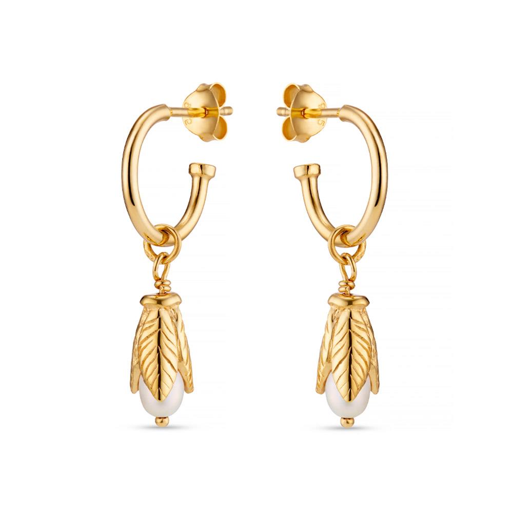Annie Haak Petal Pearl Hoop Gold Plated Earrings Matron Inn