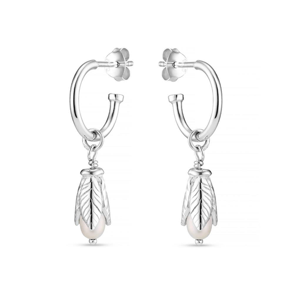 Annie Haak Petal Pearl Hoop Silver Earrings Matron Inn