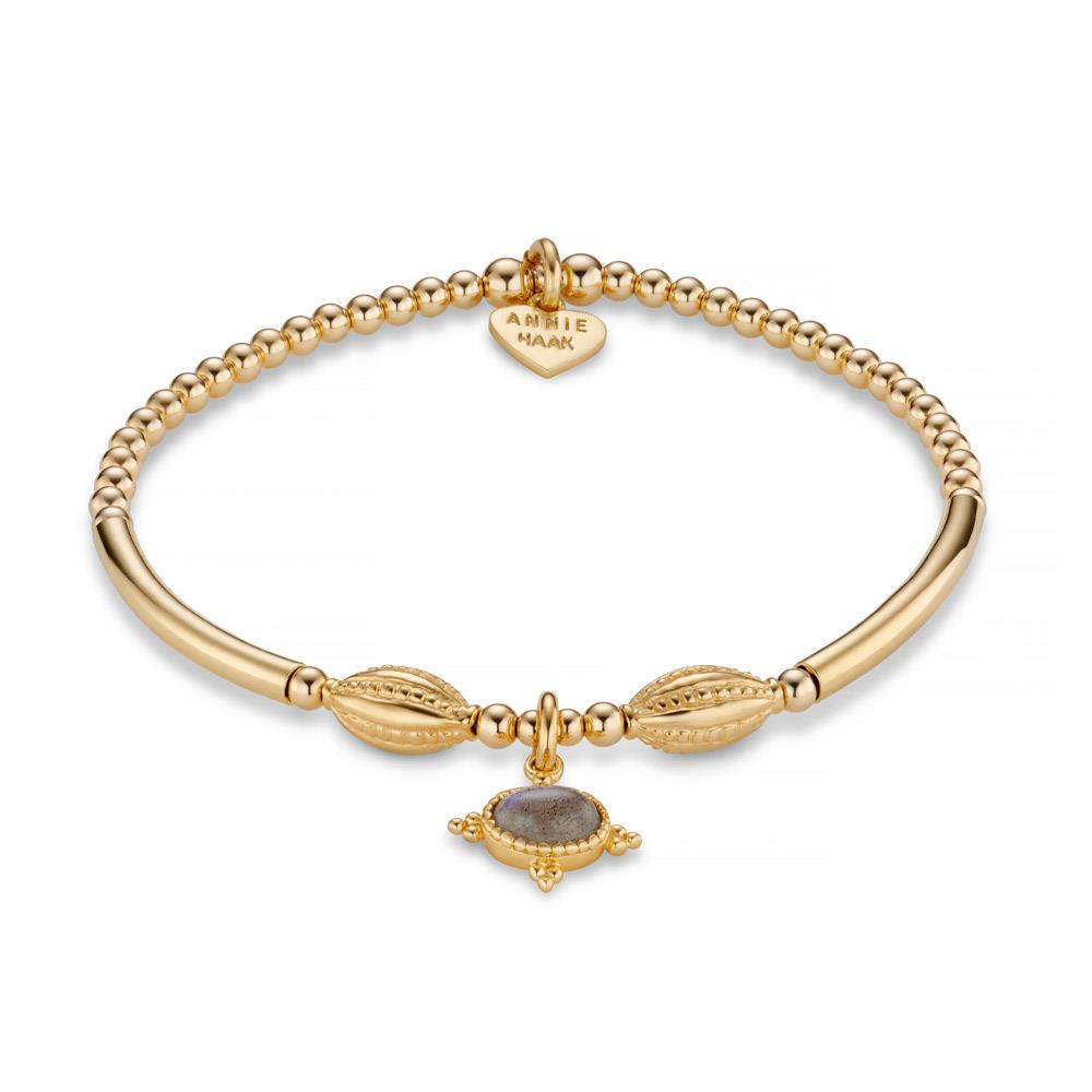 Annie Haak Labradorite Tube Gold Plated Charm Bracelet