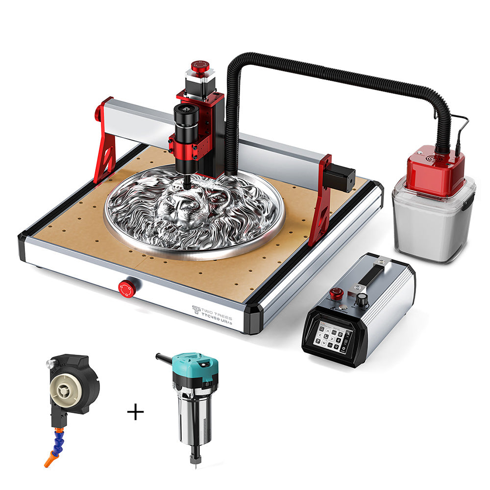 TWO TREES TTC450 Ultra CNC Router Machine + Vacuum Cleaner + Wood Trimmer Router + Air Cooling Kit