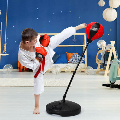 Kids Adjustable Punching Bag Set with Boxing Gloves