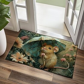 Small Rat Umbrella Doormat Floor Mats Washable Rugs Kitchen Mat Non-Slip Oil Proof Rug Indoor Outdoor Mat Bedroom Decor Bathroom Mat Entrance Rug
