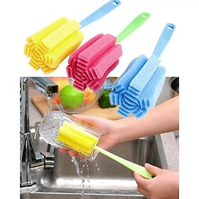 4pc,Kitchen Cleaning Tool Sponge Brush For Wineglass Bottle Coffee Tea Glass Random Color.