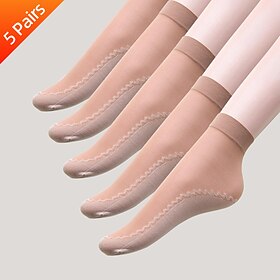 Mutipack Women's Anckle Socks Low Cut Socks Outdoor Daily Holiday 5 Pairs Solid Color Summer Fall Acrylic Fibers Simple Casual Elastic Casual