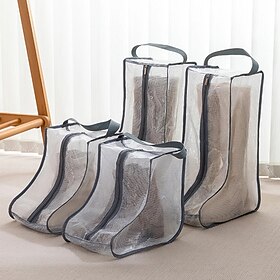 Waterproof Dustproof Transparent Boot Storage Bag Shoes Protection Bag Zippered Portable Boots Pocket Household Travel Storage
