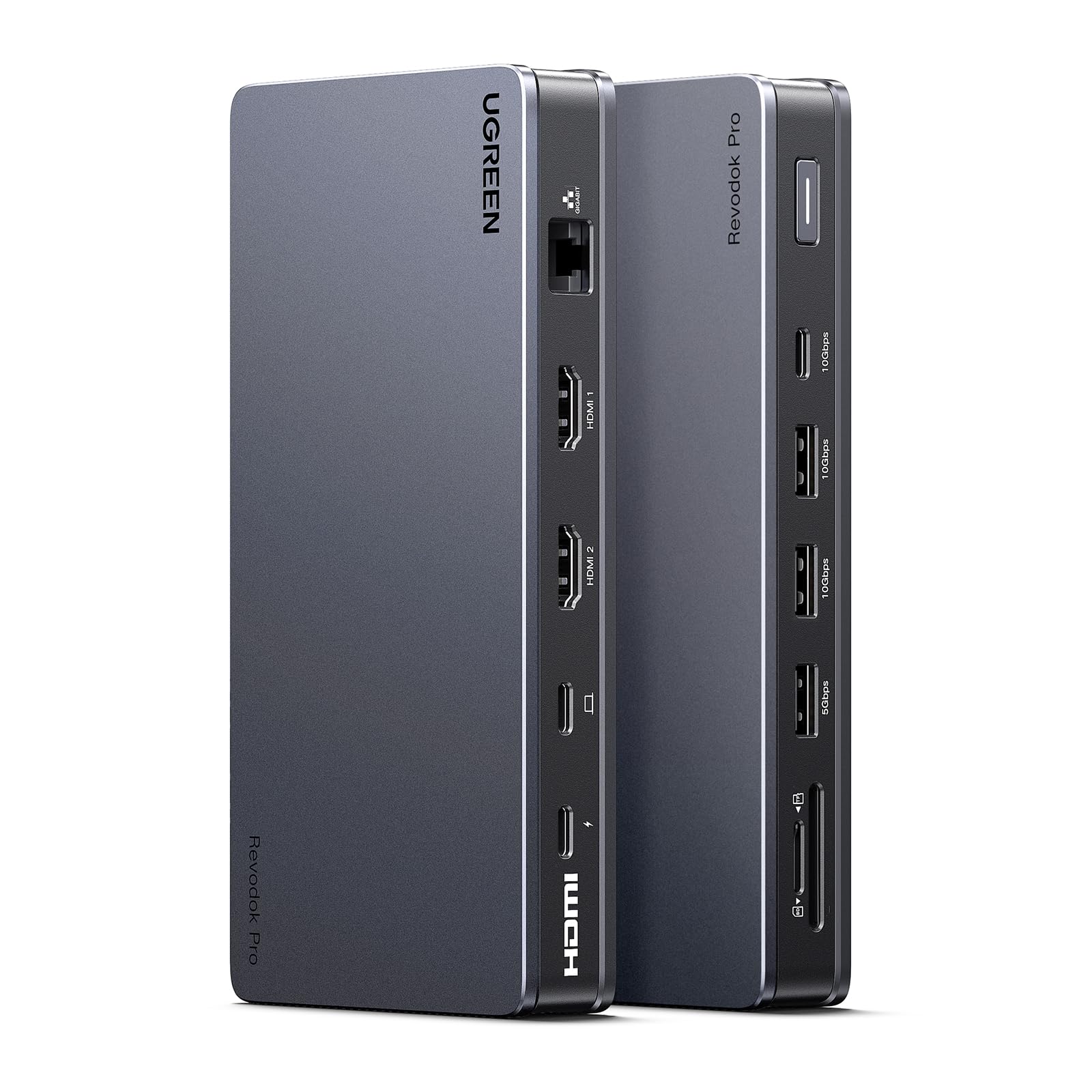 UGREEN Revodok Pro 2101 USB C Docking Station, 10-in-1 4K Dual Monitors Extended Dock for MacBook with 2 HDMI, 10 Gbps USB C & USB-A Data Ports, 100W PD, Gigabit Ethernet for macOS, Windows Laptops