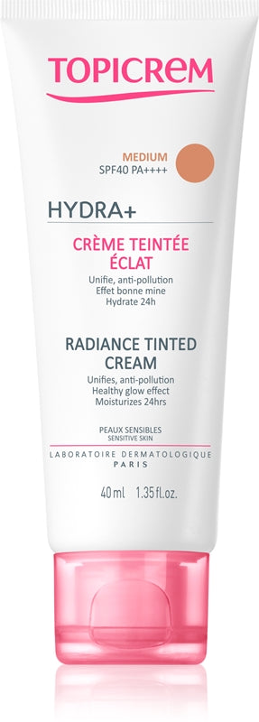 Topicrem UH HYDRA+ Radiance Tinted Cream Toning Moisturizer SPF 40 Medium Color 40 ml