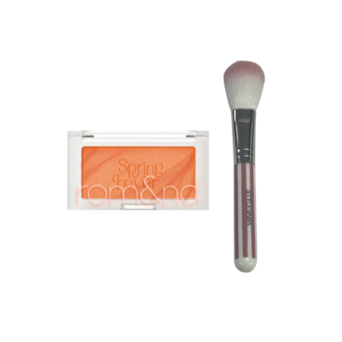 Romand - Better Than Cheek - 4g - S01 Mango Chip (1ea) + MissLady - Cheek Brush - Pink and White (1ea)Set